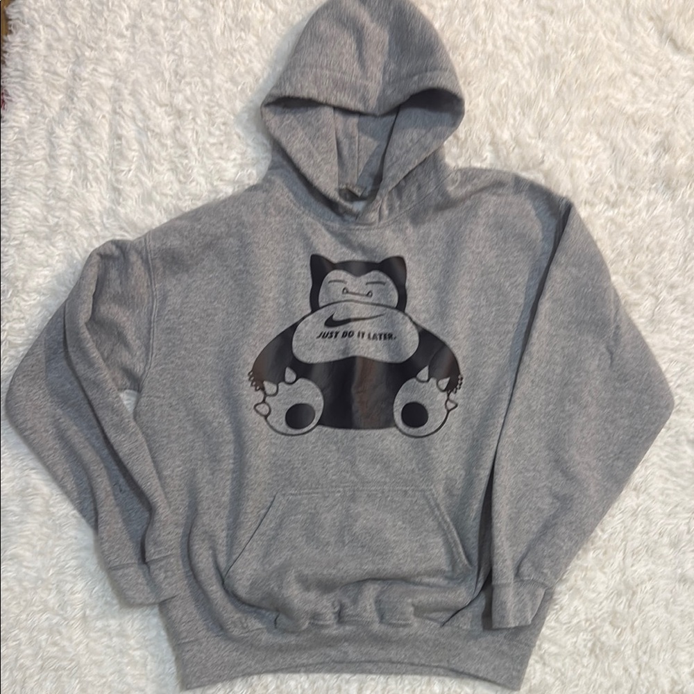 Gildan Gray Hoodie with Black Snorlax Graphic